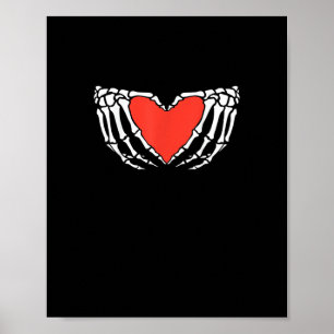 Skeleton Hands Forming Heart Creepy Gothic Poster