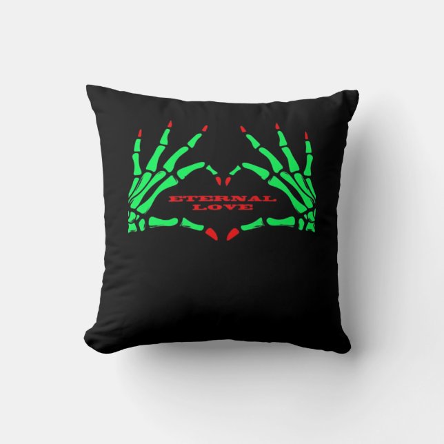Skeleton Hands - Funny Halloween Throw Pillow (Front)
