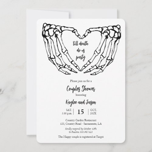 Skeleton Hands Gothic Couples Shower Invitation