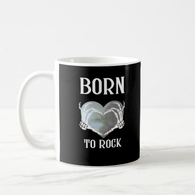 Skeleton Hands Grey Heart Modern Aesthetic Coffee Mug (Left)