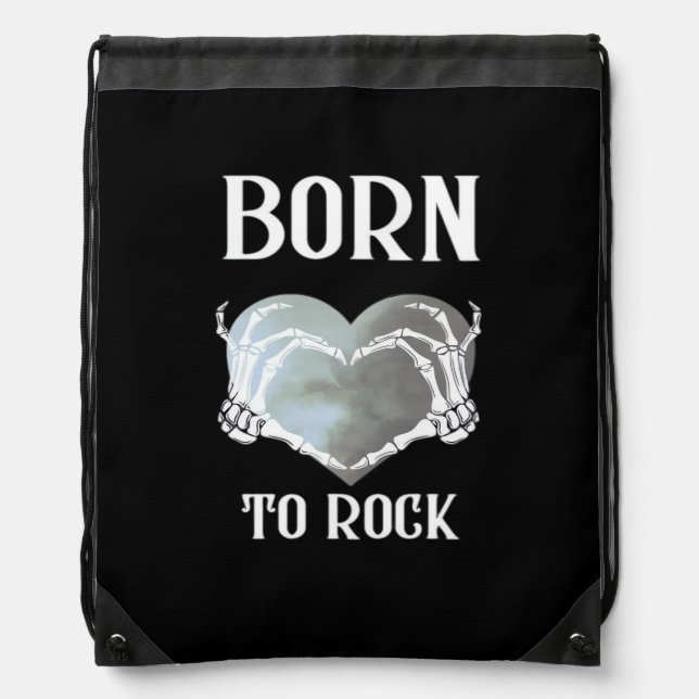 Skeleton Hands Grey Heart Modern Aesthetic Drawstring Bag (Front)