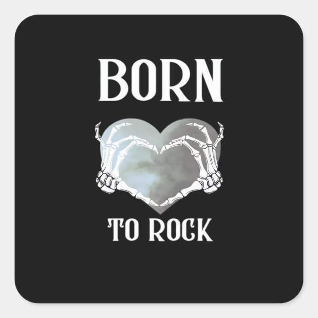 Skeleton Hands Grey Heart Modern Aesthetic Square Sticker (Front)