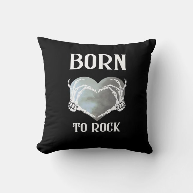 Skeleton Hands Grey Heart Modern Aesthetic Throw Pillow (Front)