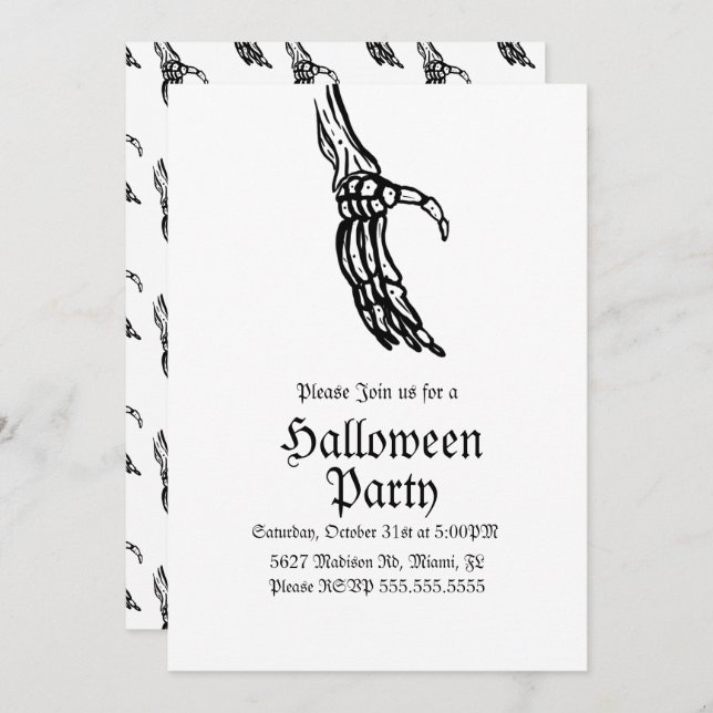Skeleton Hands Halloween Birthday Party Invitation (Front/Back)