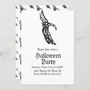 Skeleton Hands Halloween Birthday Party Invitation