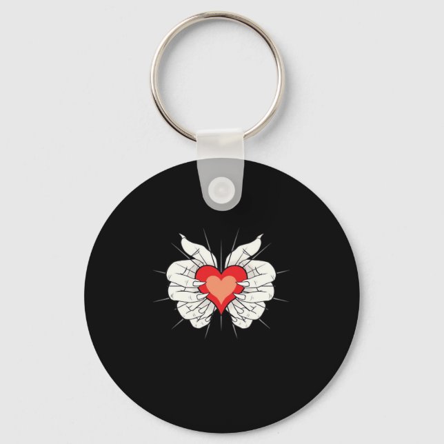 Skeleton Hands Heart Classic Aesthetic Keychain (Front)