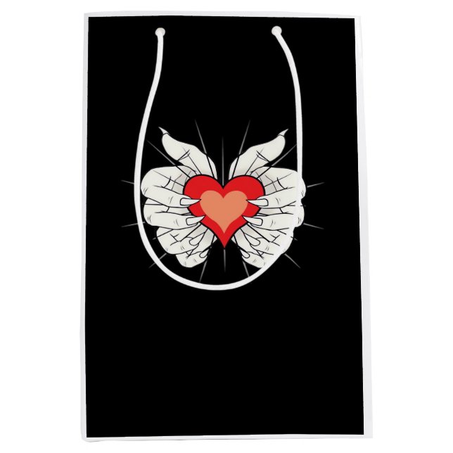 Skeleton Hands Heart Classic Aesthetic Medium Gift Bag (Front)