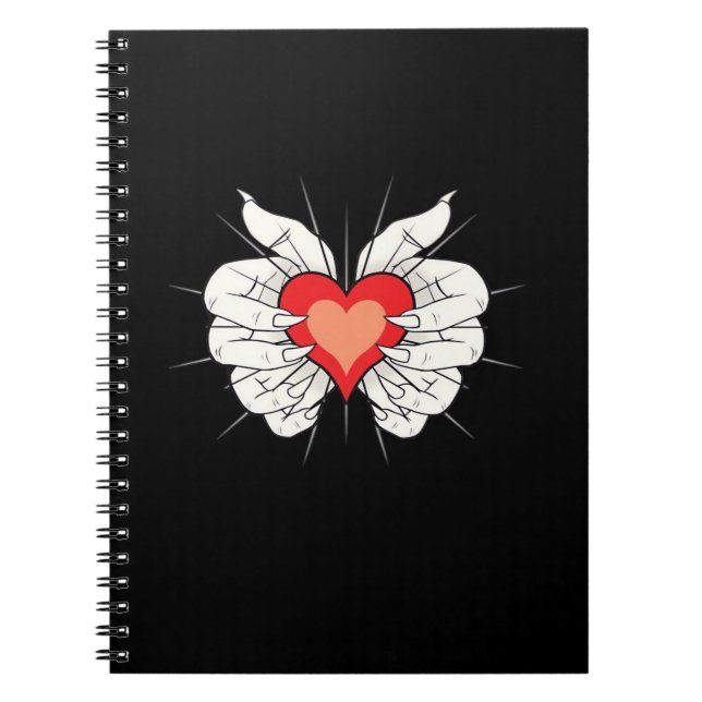Skeleton Hands Heart Classic Aesthetic Notebook (Front)