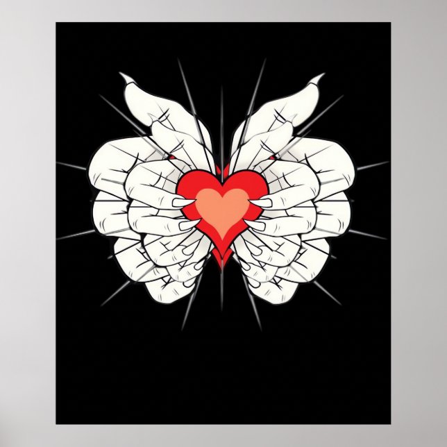 Skeleton Hands Heart Classic Aesthetic Poster (Front)