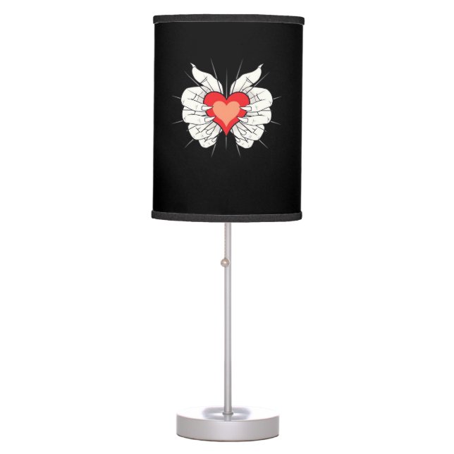 Skeleton Hands Heart Classic Aesthetic Table Lamp (Front)