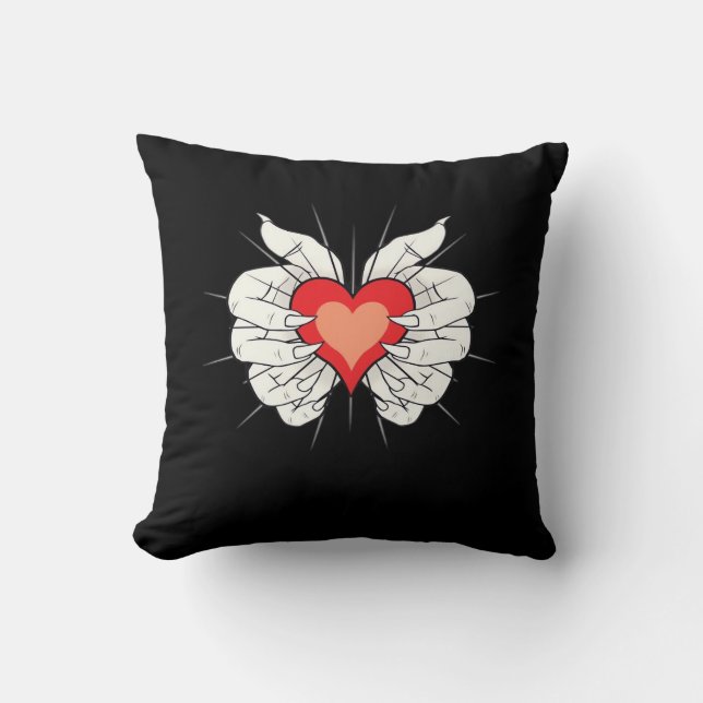 Skeleton Hands Heart Classic Aesthetic Throw Pillow (Front)