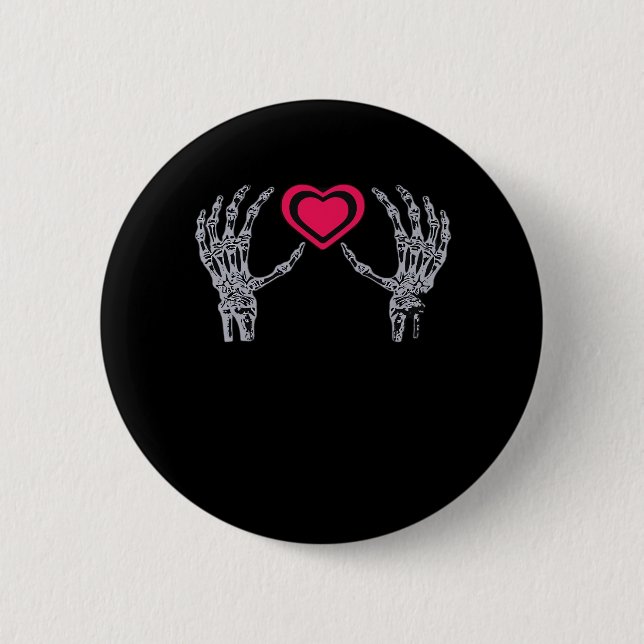 Skeleton Hands Heart Cute Button (Front)