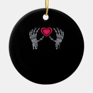 Skeleton Hands Heart Cute Ceramic Ornament