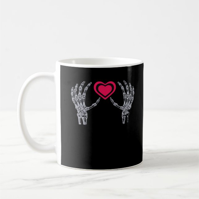 Skeleton Hands Heart Cute Coffee Mug (Left)