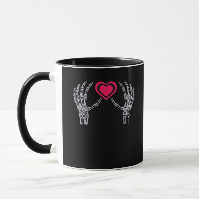 Skeleton Hands Heart Cute Mug (Left)