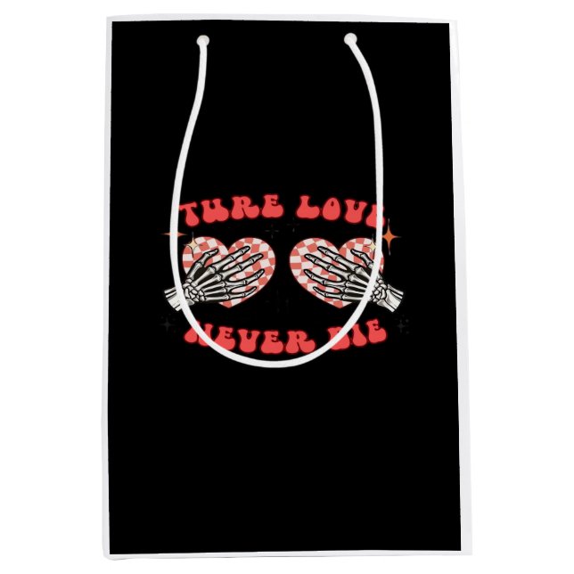 Skeleton Hands Heart Design Classic Aesthetic Medium Gift Bag (Front)