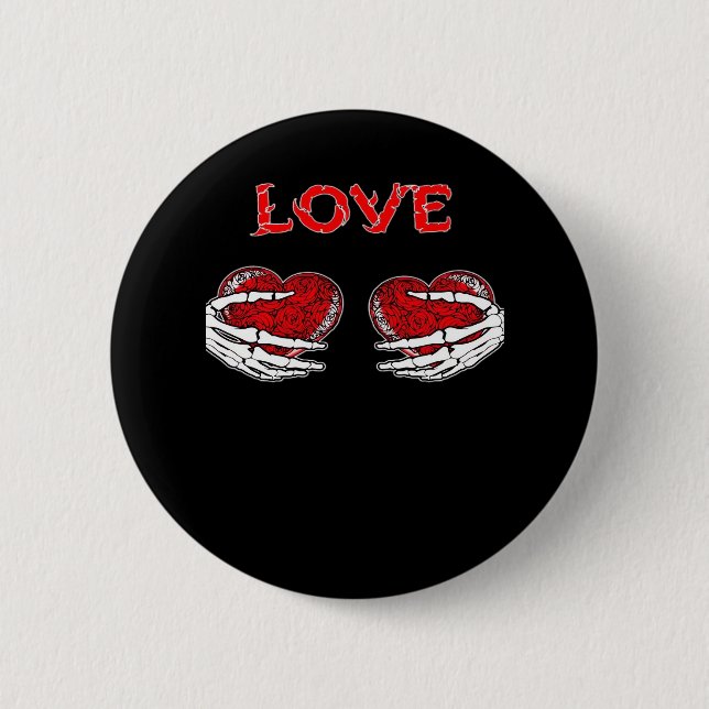 Skeleton Hands Heart Funny Design Button (Front)
