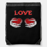 Skeleton Hands Heart Funny Design Drawstring Bag
