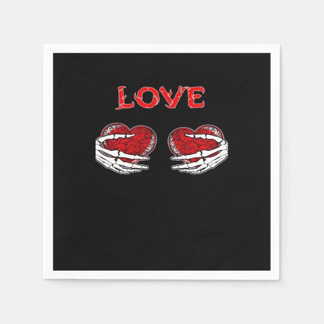 Skeleton Hands Heart Funny Design Napkins (Front)
