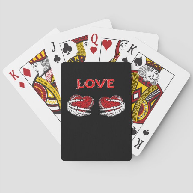 Skeleton Hands Heart Funny Design Poker Cards (Back)