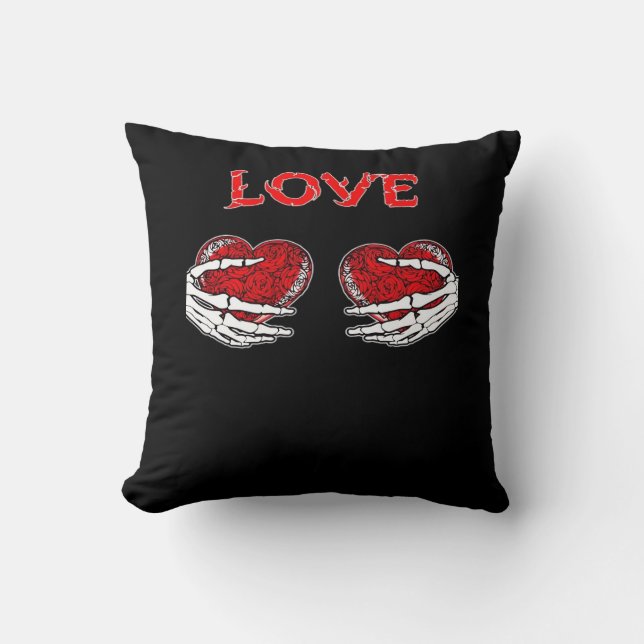 Skeleton Hands Heart Funny Design Throw Pillow (Front)