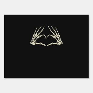 Skeleton Hands Heart Funny Halloween Men Women Kid Sign