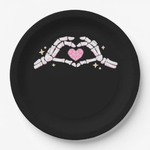 Skeleton Hands Heart Funny Paper Plates