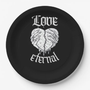 Skeleton Hands Heart Gothic Classic  Paper Plates
