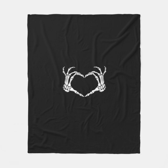 Skeleton Hands Heart Graphic Bold Impression Fleece Blanket (Front)