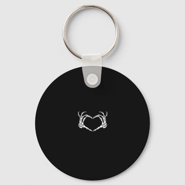 Skeleton Hands Heart Graphic Bold Impression Keychain (Front)