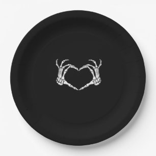 Skeleton Hands Heart Graphic Bold Impression Paper Plates