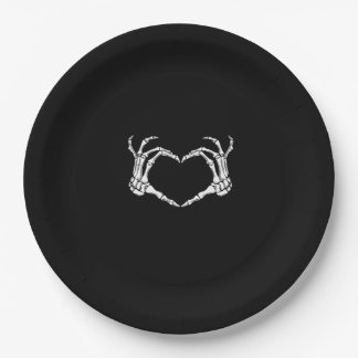 Skeleton Hands Heart Graphic Bold Impression Paper Plates