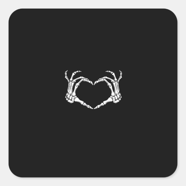 Skeleton Hands Heart Graphic Bold Impression Square Sticker (Front)