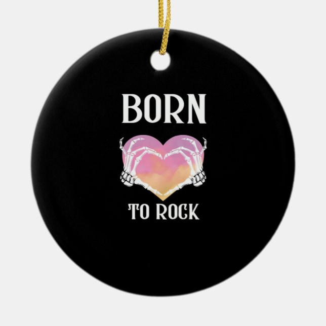 Skeleton Hands Heart Graphic Minimal Style Ceramic Ornament (Front)