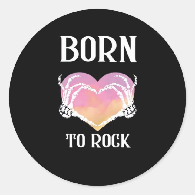 Skeleton Hands Heart Graphic Minimal Style Classic Round Sticker (Front)