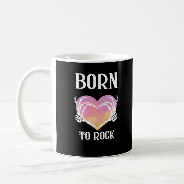 Skeleton Hands Heart Graphic Minimal Style Coffee Mug (Left)