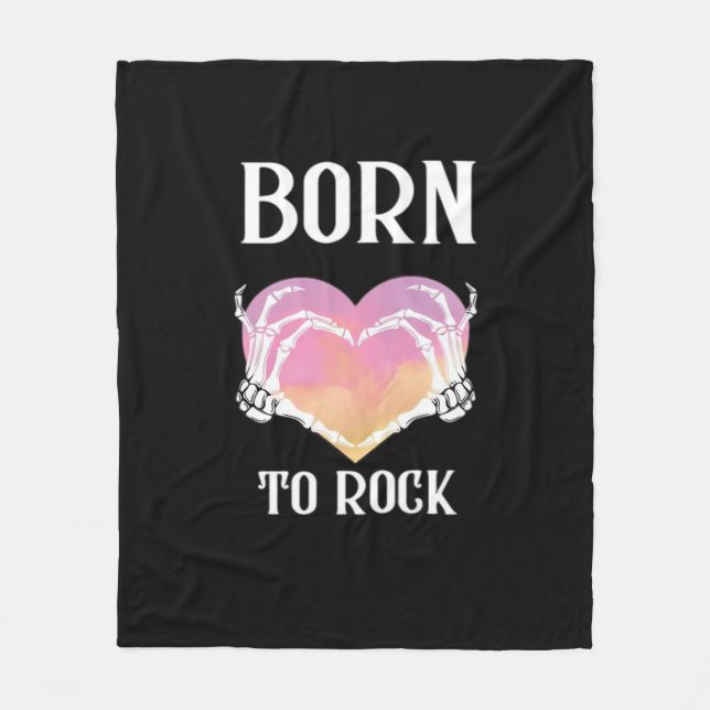 Skeleton Hands Heart Graphic Minimal Style Fleece Blanket (Front)