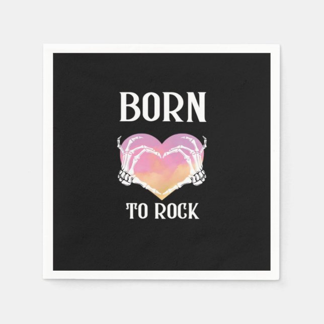 Skeleton Hands Heart Graphic Minimal Style Napkins (Front)