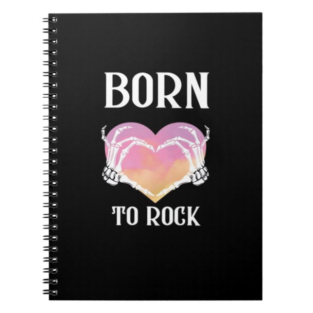 Skeleton Hands Heart Graphic Minimal Style Notebook (Front)