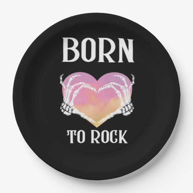 Skeleton Hands Heart Graphic Minimal Style Paper Plates (Front)