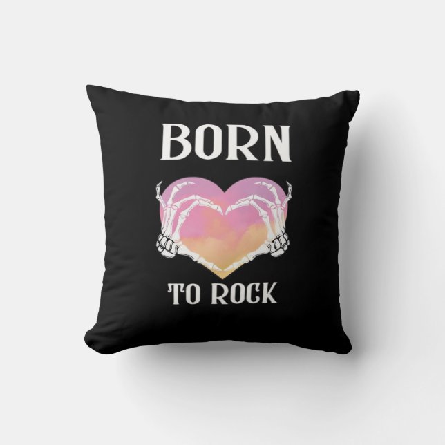 Skeleton Hands Heart Graphic Minimal Style Throw Pillow (Front)