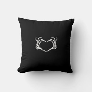 Skeleton Hands Heart Graphic Throw Pillow