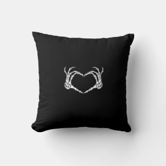 Skeleton Hands Heart Graphic Throw Pillow
