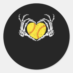 Skeleton Hands Heart Halloween Costume Softball Classic Round Sticker