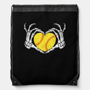 Skeleton Hands Heart Halloween Costume Softball Drawstring Bag