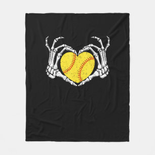 Skeleton Hands Heart Halloween Costume Softball Fleece Blanket