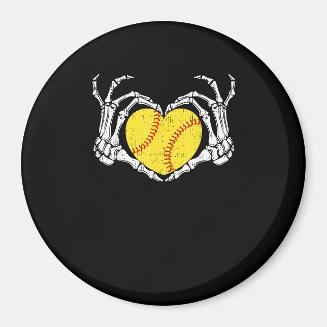 Skeleton Hands Heart Halloween Costume Softball Magnet (Front)