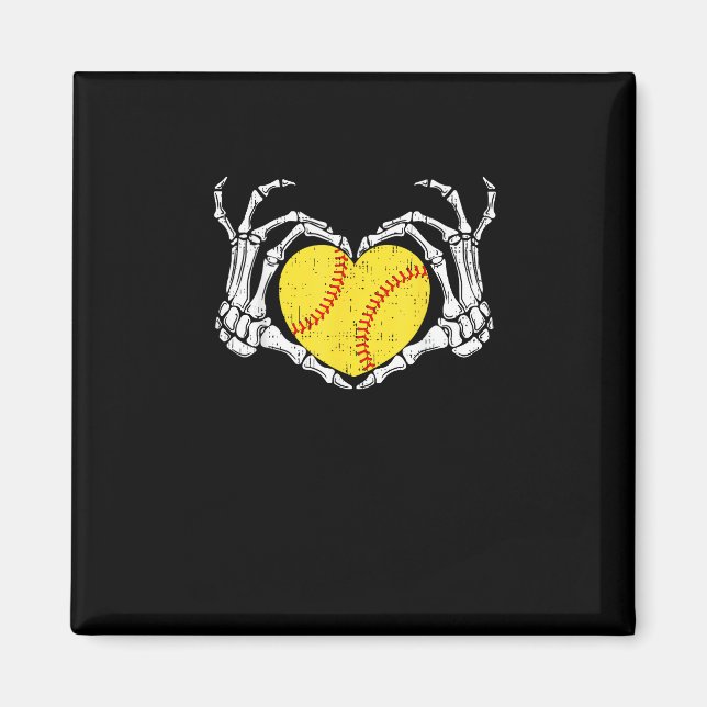 Skeleton Hands Heart Halloween Costume Softball Magnet (Front)