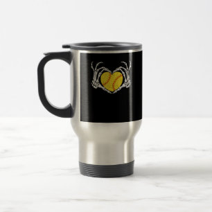 Skeleton Hands Heart Halloween Costume Softball Travel Mug