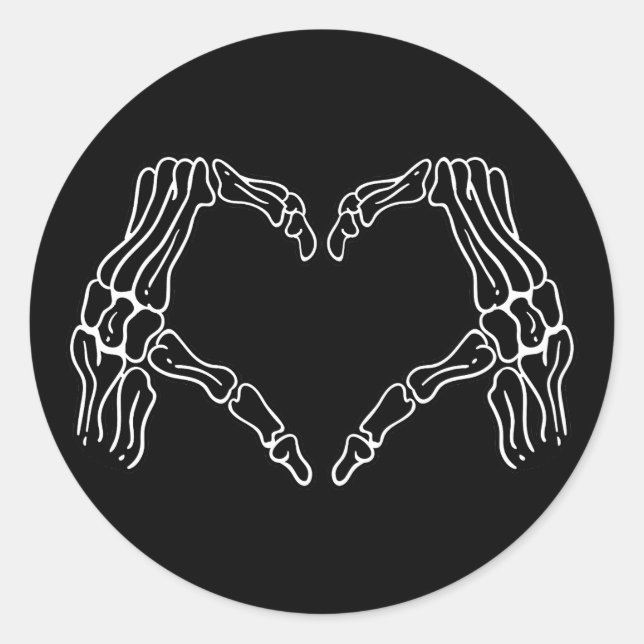 Skeleton Hands Heart Halloween Sticker (Front)